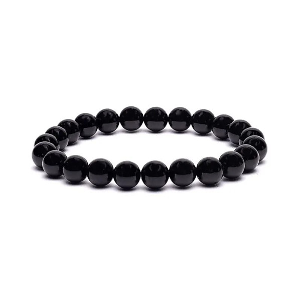 Bracelet élastique en tourmaline noire -- ±0,8 cm