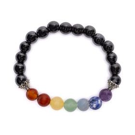 Bracelet chakra en hématite élastique -- ±8 mm