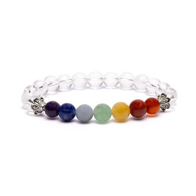 Bracelet chakra en cristal de roche élastique -- ±8 mm