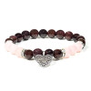 Bracelet Grenat / Quartz rose avec coeur -- 8mm
