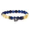 Bracelet Lapis lazuli / Quartz rutile avec Ganesh -- 0.8 cm