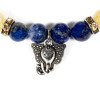 Bracelet Lapis lazuli / Quartz rutile avec Ganesh -- 0.8 cm