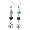 Boucles d'oreilles kambaba/Aventurine verte + trèfle -- 8 mm