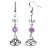 Boucles d'oreille Amethyste chevron/Cristal de roche  lotus -- 8mm