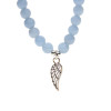 Bracelet en angélite élastique avec aile d'ange -- 0.6 cm