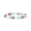 Bracelet aigue-marine/quartz rose/amazonite/thulite élastique qualité AA -- 0,8 cm