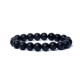 Bracelet onyx noir finition mat élastique qualité AA -- 1,0 cm