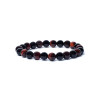 Bracelet onyx noir/oeil de tigre rouge élastique qualité AA -- 0,8 cm