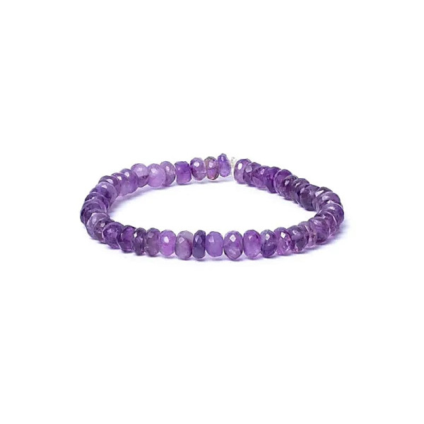Bracelet améthyste à facette qualité AA élastique -- 0,6 cm
