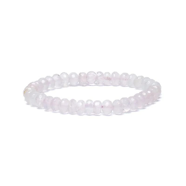 Bracelet Quartz rose à facettes qualité AA élastique -- 0,6 cm