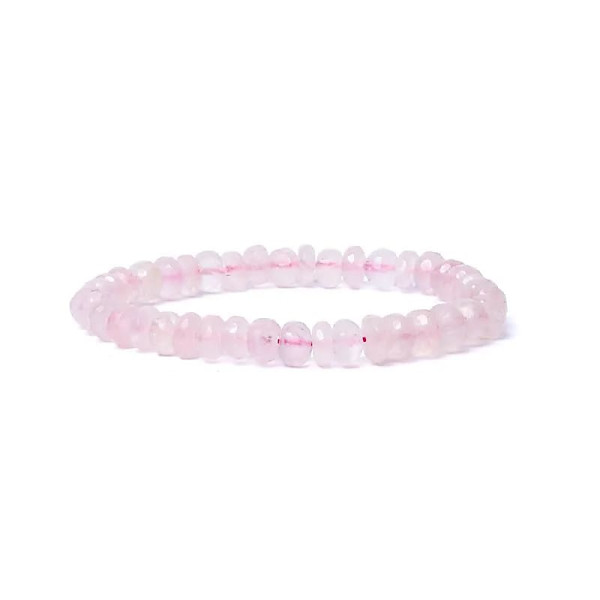 Bracelet Quartz rose à facette qualité AA élastique -- 0,8 cm