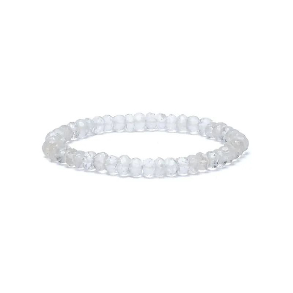 Bracelet cristal de roche à facette qualité AA élastique -- 0,6 cm