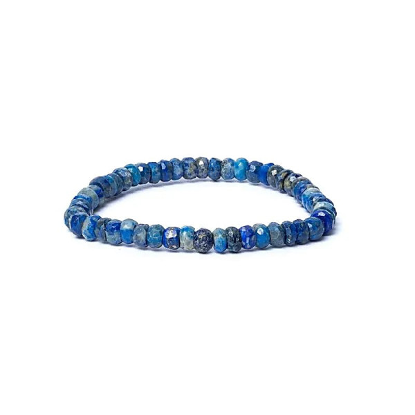 Bracelet lapis lazuli à facette qualité AA élastique -- 0,6 cm