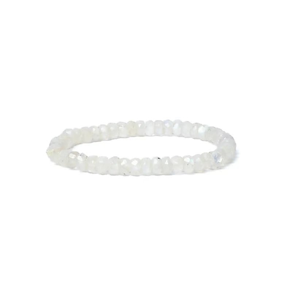 Bracelet pierre de lune arc-en-ciel à facette qualité AA élastique -- 0,6 cm