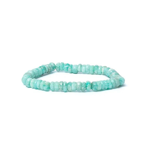 Bracelet amazonite à facette qualité AA élastique -- 0,6 cm