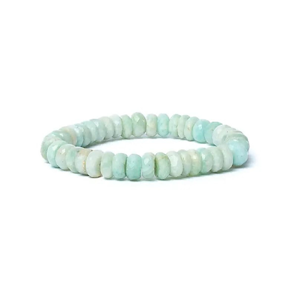 Bracelet amazonite à facette qualité AA élastique -- 0,8 cm