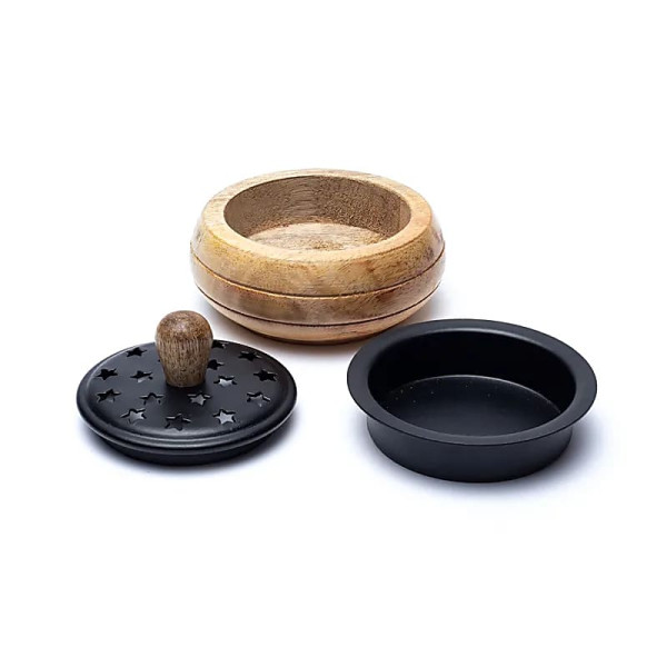 Brûleur d'encens bois de manguier -- 9x7cm