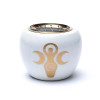 Brûleur d'encens symbole de déesse Blanc & Or -- 9x7cm