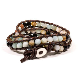 Bracelet amazone / agate noire -- 0.6 cm
