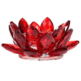 Bougeoir Lotus cristal rouge -- 4.5x11 cm