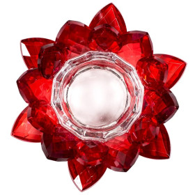 Bougeoir Lotus cristal rouge -- 4.5x11 cm