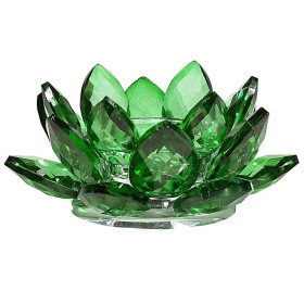 Bougeoir Lotus cristal vert -- 4.5x11 cm