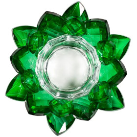 Bougeoir Lotus cristal vert -- 4.5x11 cm
