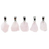 Pendentif quartz rose brut couleur argent -- ±2 cm