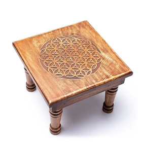 Table d'appoint en bois Fleur de vie -- 30x30x23cm； 2250g