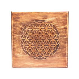 Table d'appoint en bois Fleur de vie -- 30x30x23cm； 2250g