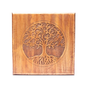 Table d'appoint en bois Arbre de vie -- 30x30x23 cm； 2250 g