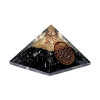 Pyramide en Cristal à pointes de tourmaline noire avec Fleur