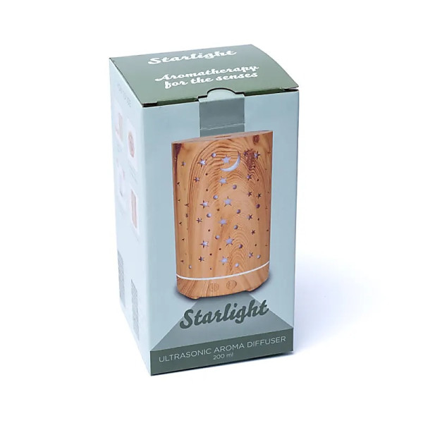 Diffuseur d'arômes Starlight imprimé bois -- 200ml