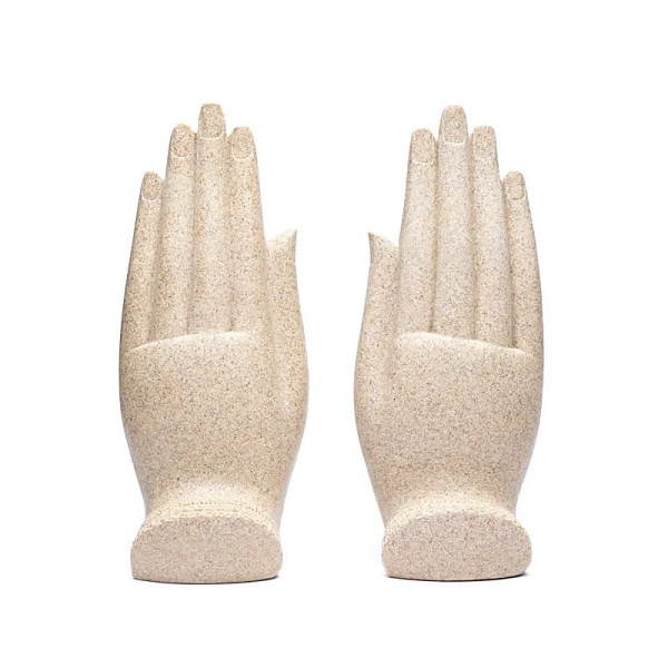 Namaste Mudra Mains avec Bouddhas couleur sable -- 11x21cm