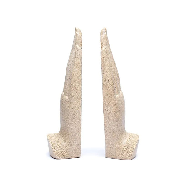 Namaste Mudra Mains avec Bouddhas couleur sable -- 11x21cm
