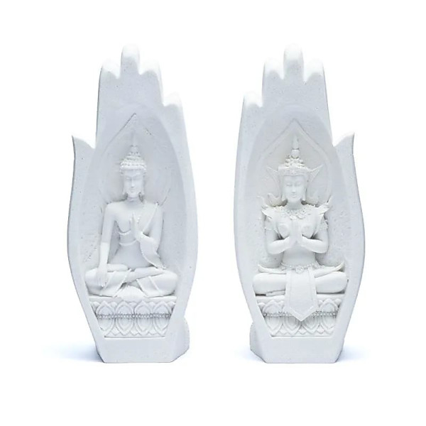 Namaste Mudra Mains avec Bouddha blanc -- 11x21cm