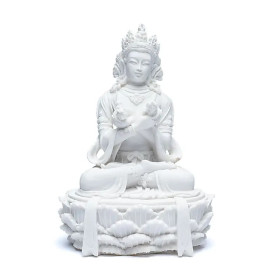 Statue bouddha avec dorje et cloche blanc -- 11x17cm