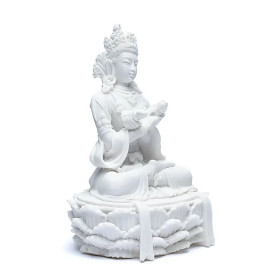 Statue bouddha avec dorje et cloche blanc -- 11x17cm