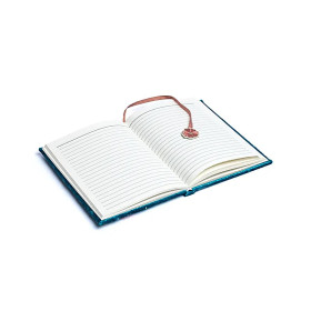 Carnet de notes velours bleu à fleurs -- 20x15 cm