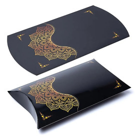 Boîtes à oreillers XL fleur mandala noir or  -- 35,5x25,4cm