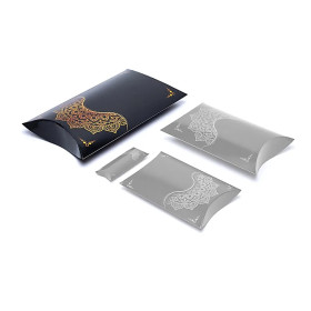 Boîtes à oreillers XL fleur mandala noir or  -- 35,5x25,4cm