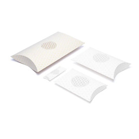 Les boîtes à oreillers XL Fleur de Vie blanc or -- 35,5x25,4cm