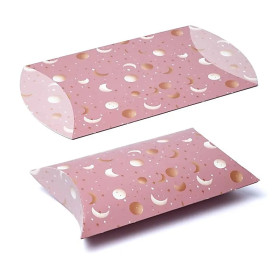 Boîtes à oreillers L lune et étoiles rose -- 23.5x20.3cm