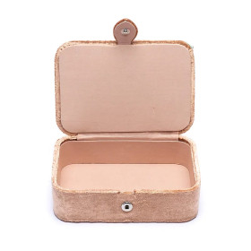 Coffret à bijoux / tarot velours beige à fleurs -- 11x15,5x5 cm