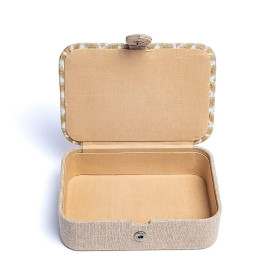 Coffret à bijoux / tarot velours beige/or avec Fleur de vie -- 11x15,5x5 cm