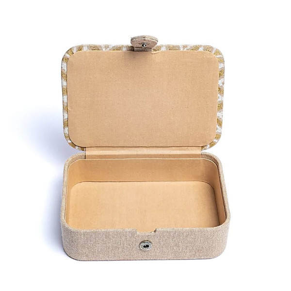 Coffret à bijoux / tarot velours beige/or avec Fleur de vie -- 11x15,5x5 cm