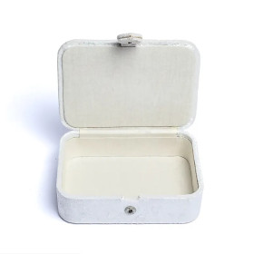 Coffret à bijoux / tarot velours Blanc avec Soleil et Lune  -- 11x15,5x5 cm