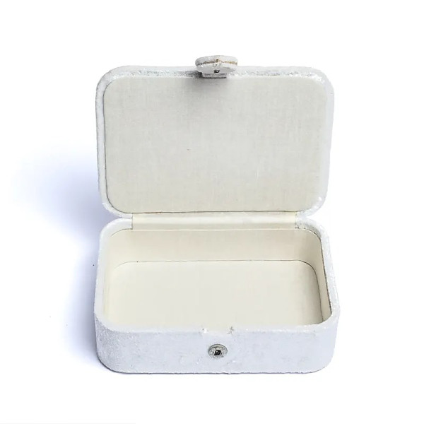 Coffret à bijoux / tarot velours Blanc avec Soleil et Lune  -- 11x15,5x5 cm