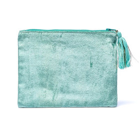 Pochette zippée en velours Menthe avec phases lunaires -- 20x15 cm