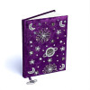 Carnet de notes velours violet avec galaxie -- 20x15 cm